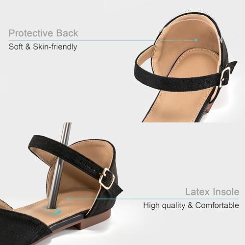 Womens Flats Dress 2025: Dressy Pointed Toe Ballet Shoes Ankle Strap Comfortable Casual Footwear for Work Wedding Dating4