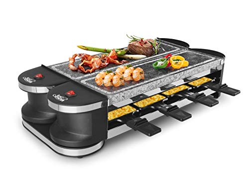 Artestia Electric Dual Raclette Grill with High Density Grill Stones, Easy Setup in