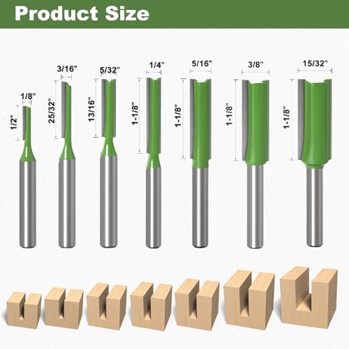 Yetaha 1/4“ SHANK 7Pcs Straight Cut Router Bits thumb #1