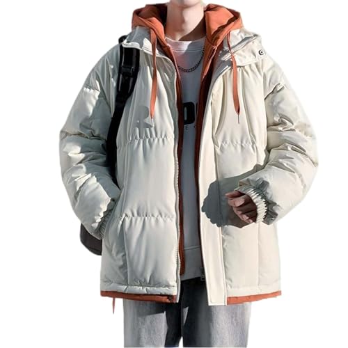 Winter Coats for Men 2025 Color Block Zip up Long Sleeve Hood Puffer down Jacket Casual Warm Teen Boys Padded Outwear
