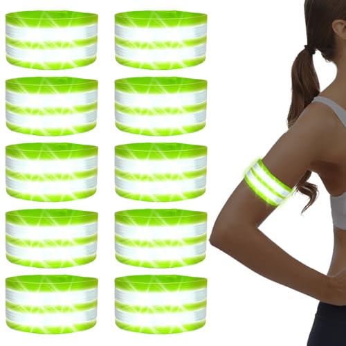 UILYNIU 10 Pièces Brassard Réfléchissant, Bracelets de Sécurité Réfléchissant, Bande Réfléchissante Brassard Sécurité, Bande Réfléchissante de...