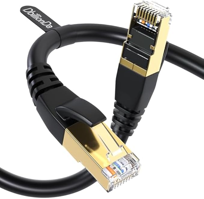 DbillionDa Cat7 Cat8 Ethernet Cable, Outdoor&Indoor, 6FT Heavy Duty High Speed 26AWG, 40Gbps 2000Mhz with Gold Plated RJ45 Connector, Weatherproof S/FTP UV Resistant for Router, Modem, PC, Gaming
