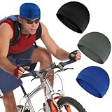 3 pcs Skull Caps, Lightweight Helmet Liner, Breathable Cycling Cap, Cooling Sweat Beanie Hat for Men Women Running Cycling Motorcycle Wicking (Black, Gray and Dark Blue)