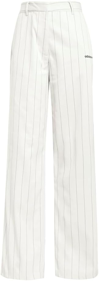 adidas Womens Pinstripe Twill Loose Trousers Casual - Off White