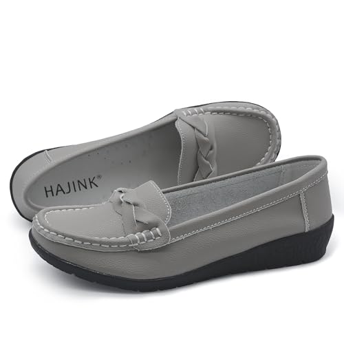 Image of Women Loafers Flexible Breathable Slip-On Comfortable Sole Low Wedge Loafers for Women Ladies Shoes for Walking