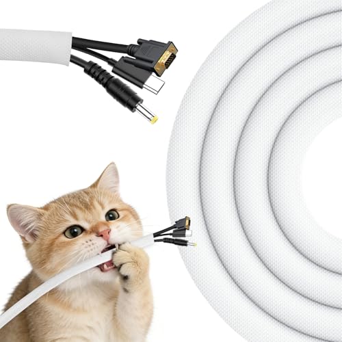 Cozary 3m Gaine Cable, 9.5 mm Souple Gaine Câble Tressée, Cache Fil Electrique, Protege Cable Management pour Automobiles/TV/PC/USB/Audio/Vidéo