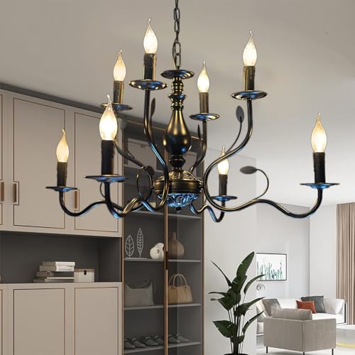 ITETONE Lámpara de Techo de Metal E14 para Sala de Estar, 12 Luces, Doble Capa, de Hierro, Estilo clásico, Moderno, Retro, Industrial, para Restaurante, Cocina, Isla, Dormitorio, Pasillo