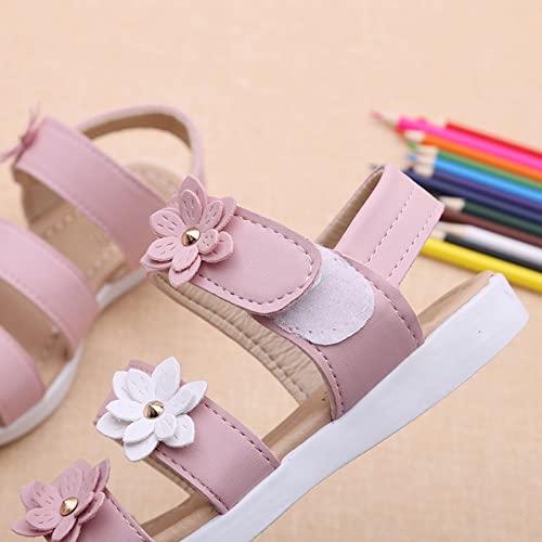 Girls Cute Flower Sandals Open Toe Adjustable Back Strap Low Flat Holiday Princess Party Shoes Non-Slip Sandals3