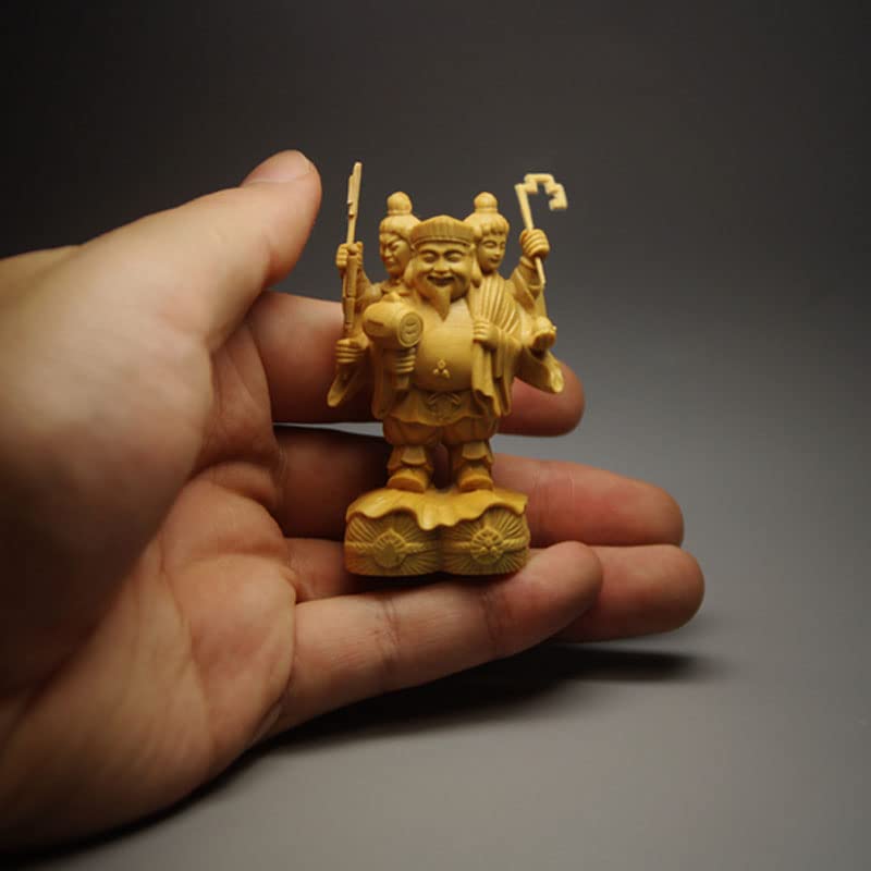 Amazon｜三面大黒尊天（小）柘植製 ＿三面大黒天 木彫り 仏像