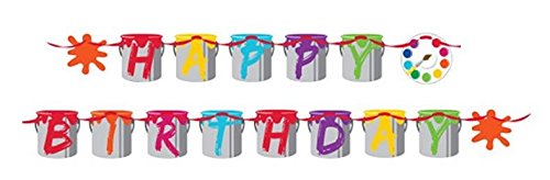 Art Party Supply Pack - Includes Dinner And Dessert Plates, Cups, Napkins, Tablecover And Banner (16 Guests) #TOP6