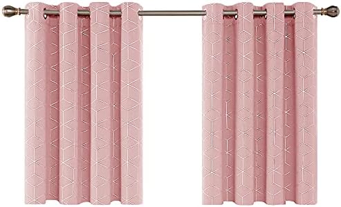Deconovo Eyelet Blackout Curtains, Diamond Foil Printed Curtains, Thermal Insulated for Kids Bedroom, 66 x 90 Inch(Width x Length), Grey, One Pair