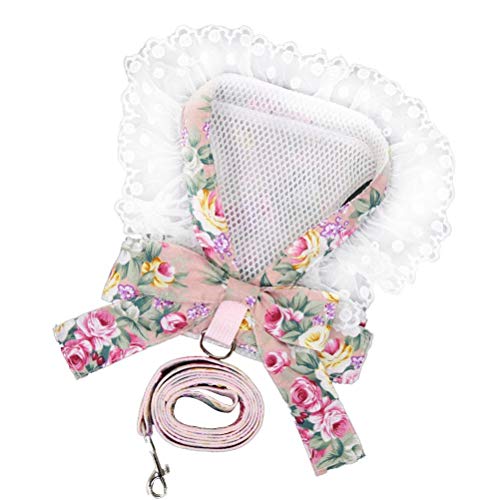 Aoaoy Hundegeschirr mit Schleife, Bequeme Brustleine mit Verstellbarem Klettverschluss, Elegantes Design für Katzen und Hunde bei Outdoor-Aktivitäten (Pulver 2)