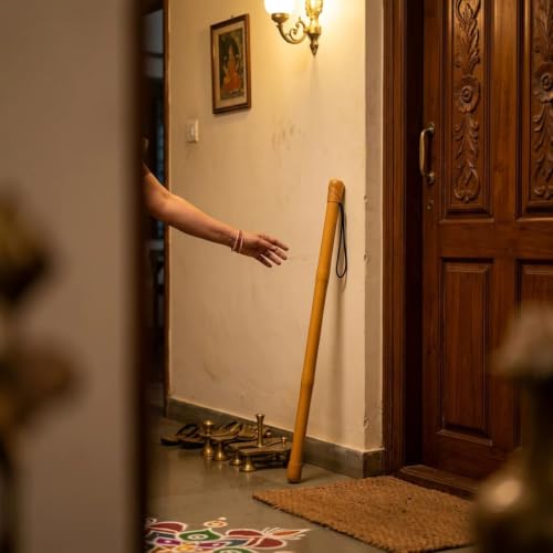 Image of Bamboo Safety Stick 2.2ft - Dog Protection & Self Defence Stick for Walking, Training & Control, Lightweight, Non-Slip Grip & Wrist Strap, Stray Dog Deterrent | Matte Gold