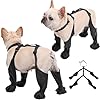 Waterproof Dog Boots Anti-Slip Dog Shoes with Rugged Rubber Sole, Pet Paw Protector for Small Medium Dogs, Dirty-Proof & Anti-Fall Dog Outdoor Walking Running Hiking Booties with Auxiliary Strap