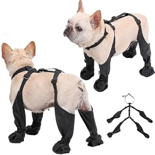 Waterproof Dog Boots Anti-Slip Dog Shoes with Rugged Rubber Sole, Pet Paw Protector for Small Medium Dogs, Dirty-Proof & Anti-Fall Dog Outdoor Walking Running Hiking Booties with Auxiliary Strap