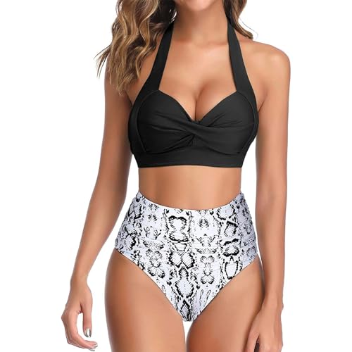 Bikini 2 pièces couverture complète et maillot de bain taille haute pour femme