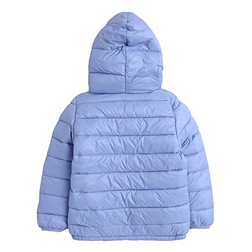 Image of Hopscotch Girls Polyester Solid Full Sleeve Puffer Jacket in Blue Color