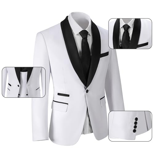 Suits for Men Slim Fit 3 Piece Mens Suit Shawl Lapel Jacket Vest Pants Formal Wedding Prom Men's Tuxedo Suit Set3