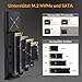 iDsonix M.2 [NVMe & SATA] SSD Enclosure Adapter[Tool Free][Aluminum], NVMe to USB 3.2 Gen 2 10Gbps, M.2 to USB C&A Supports M-Key/B+M Key, with UASP Trim for 2230/2242/2260/2280 SSD
