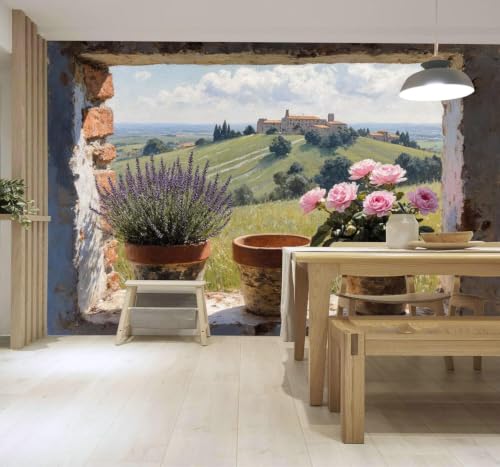 Papier peint texture soyeuse roses et lavande paysage 3D - 4
