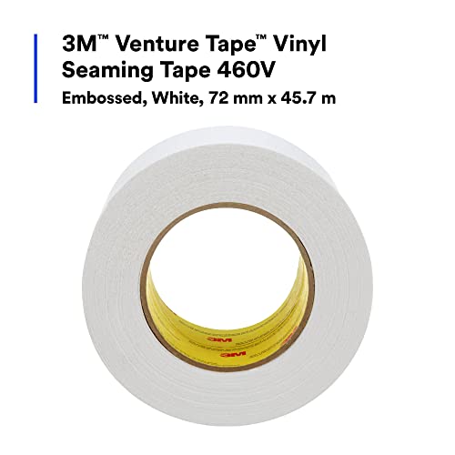 Image of 3M Venture Tape Vinyl Seaming Tape 460V, White Color, Embossed, Resists Lifting, Cold Weather Adhesion, 2.83 in x 50 yd