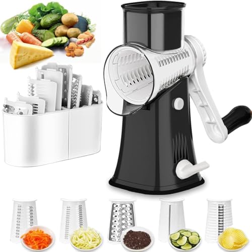 Listado de Cortador de Verduras Walmart que puedes comprar esta semana. 46 Rallador de Verduras, 5 en 1 Rallador Rotativo de Queso y Verduras, Picadora de Verduras, Cortador y Rebanador de Acero Inoxidable con Tambor Giratorio para Cocina, Ideal para...