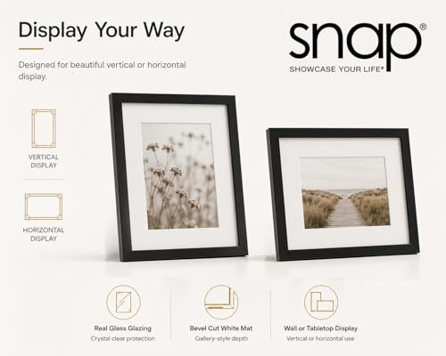 Snap - 16"x20" Black Wall Picture Frame - Single White Mat - Matted for 11"x14" Image - Versatile Display Option for Your Cherished Memories - Rectangular Tabletop - White Poster Frame by Snap - Image 4
