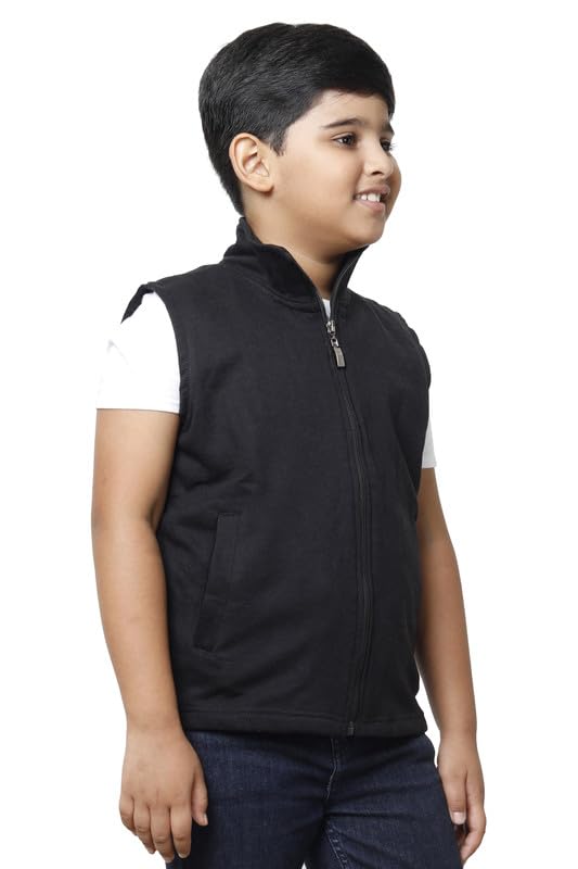Image of IndiWeaves Boys Solid Fleece Warm Sleeveless Jackets for Winters (Pack of 2) Grey::Yellow