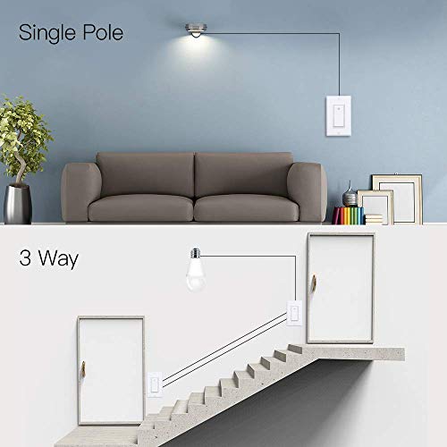 yeacher Interruptor dimmer de luz inteligente de 3 vias Interruptor inteligente WiFi de parede compa