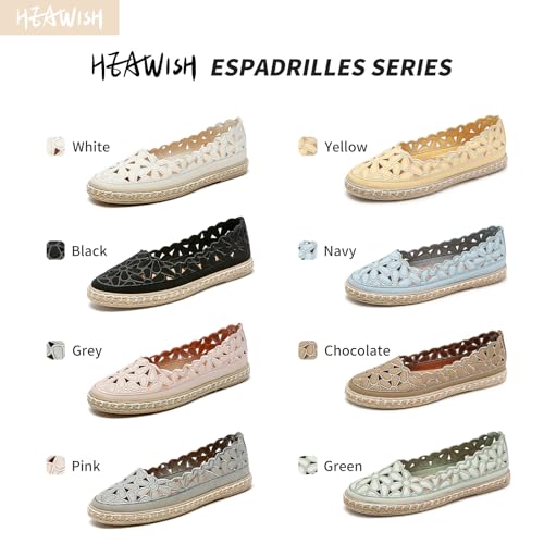 Image of HEAWISH Women's Ballet Flat Daisy Round Toe Dress Shoes Casual Slip On Rope Loafer