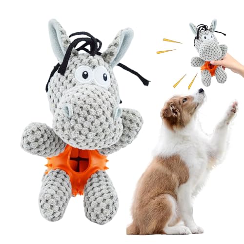 Samuliy Juguete de peluche chirriante para perros, juguete masticable para cachorros, juguetes chirriantes para perros, juguete interactivo para masticar para perros, juguete de comida para fugas,