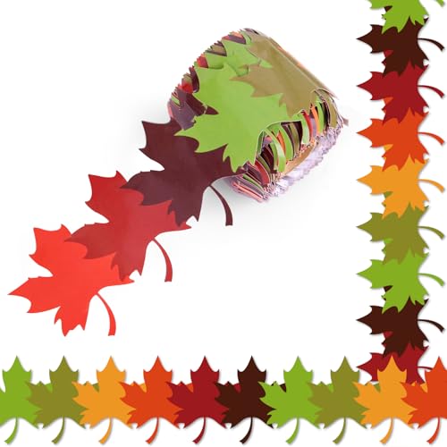 65.6フィート 秋の掲示板 ボーダー メープルリーフ形状 ボーダー トリム 学校 教室 黒板 オフィス 黒板 秋 テーマ パーティー 感謝祭 装飾 壁装飾