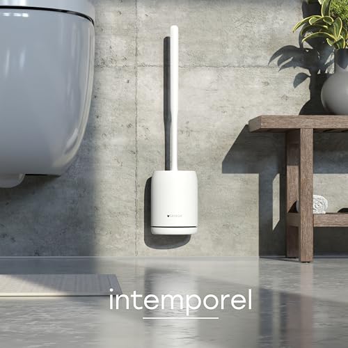 SAVEGA – Brosse WC en Silicone Blanche Murale – Balayette Toilettes avec Support Mural sans percer – Brosse WC hygiénique et Design – vue 8