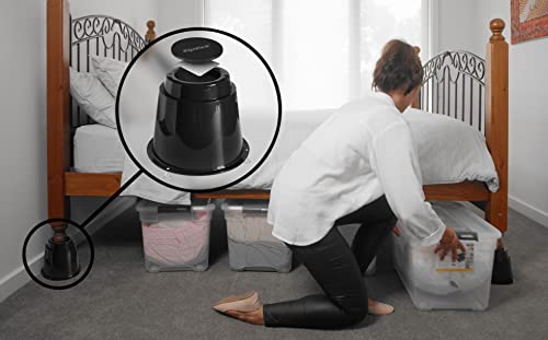 Slipstick Cb671 5 Inch Bed Risers/Furniture Raisers With Steel Reinforced Holder Top, Lifts Height 5" (4 Pack) Supports 2,640 Pounds, Round, Black, Stackable With Cb674 & Cb672 #TOP2