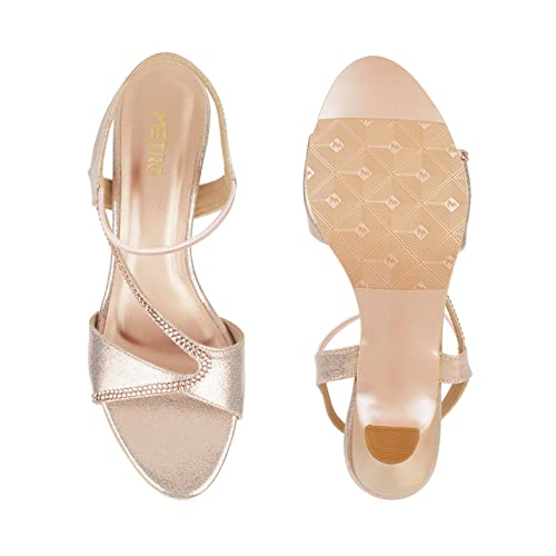 Image of Metro Womens Synthetic Rose Gold Sandals (Size (6 UK (39 EU))