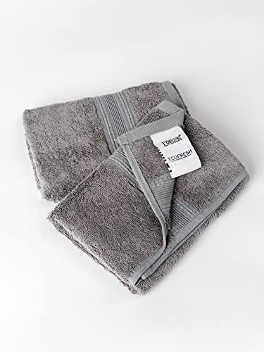 Image of DDECOR - Pack of 1 Ecofriendly 650 GSM Solid Cotton Bamboo Hand Towel, Grey