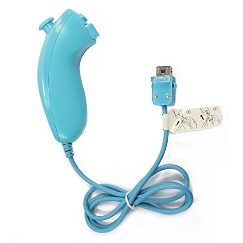 OSTENT Controle Remoto 2 em 1 Built in Motion Plus + Nunchuk para Nintendo Wii Game Color Azul