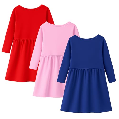 Image of Kuchipoo Girls Full Sleeves Cotton Dress - Pack of 3