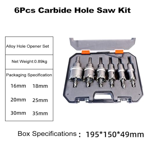 Kit de 10 brocas sierra de carburo de 16-53 mm para metal miniatura 6