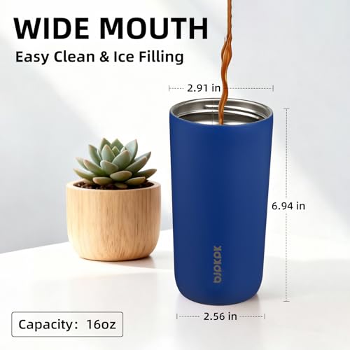 Image of BJPKPK 16oz Insulated Travel Coffee Mug, Stainless Steel Tumbler