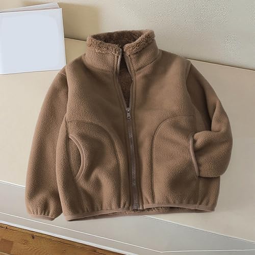 Girls Full Zip Soft Fleece Jacket - Long Sleeve Pocketed Outwear Coat, Warm Cozy Winter Clothes 2-12 Years2