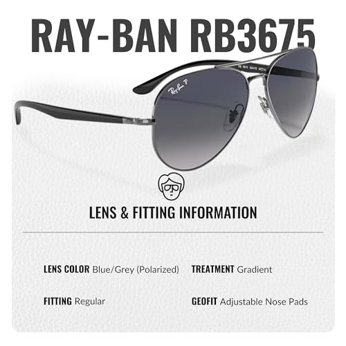 Image of Ray-Ban RB3675 Pilot Shaped Sunglasses for Men & Women with Official RAYBAN Eyewear Kit