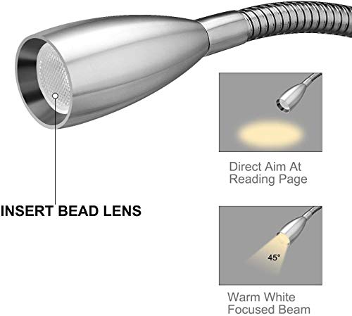 Image of Meanyee 1 * 3W Wall Reading lamp led Bedside Lights headboard with Touch Switch /stepless dimmable /Adjustable /Warm White(3000K) / led /Plug in cord /MY-BD061