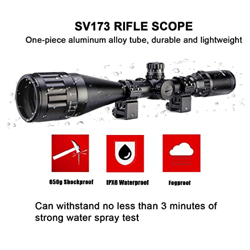 Svbony Sv173 Rifle Scope 4-16X50, Ao Rifle Scopes For Hunting, Rifle Scopes For Long Range Shooting, Red And Green Illuminated Mil- Dot Reticle, High Profile Scope Mount Included For Picatinny Rail #TOP5
