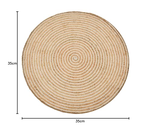 Image of Hand Woven Braided Carpet Rugs|Round Traditional Spiral Design Jute Door mat|Mat for Bedroom,Living Room,Dining Room,Yoga (90X90 CM, Beige3)