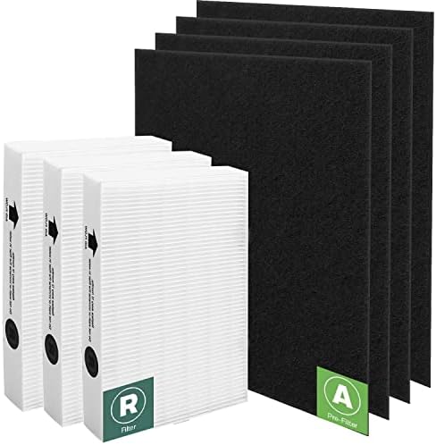 HPA300 HEPA Filter Replacement for Honeywell HPA300 Series Air Purifiers HPA300, HPA300VP, HPA304 HPA3300, Replace HRF-R3 (3 Ture HEPA R Replacement Filter + 4 Activated Carbon Pre-Filter)