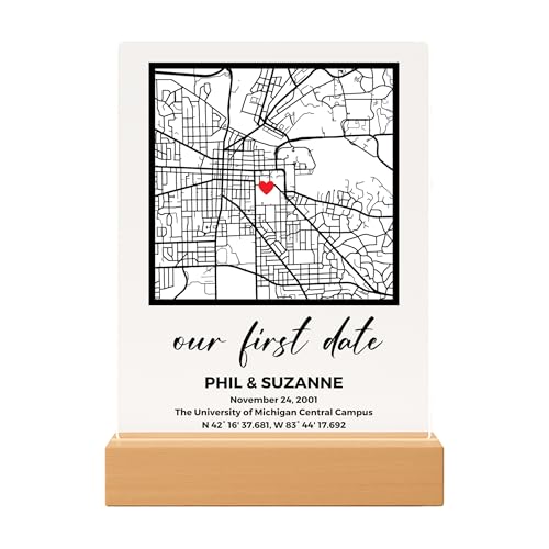 Personalized Map Plaque - Our Fist Date Where It All Began Custom Location Sign Couples Map Gift for Her Couples Gifts for Him Where We Met, Christmas Gifts for Her, Thanksgiving Gifts