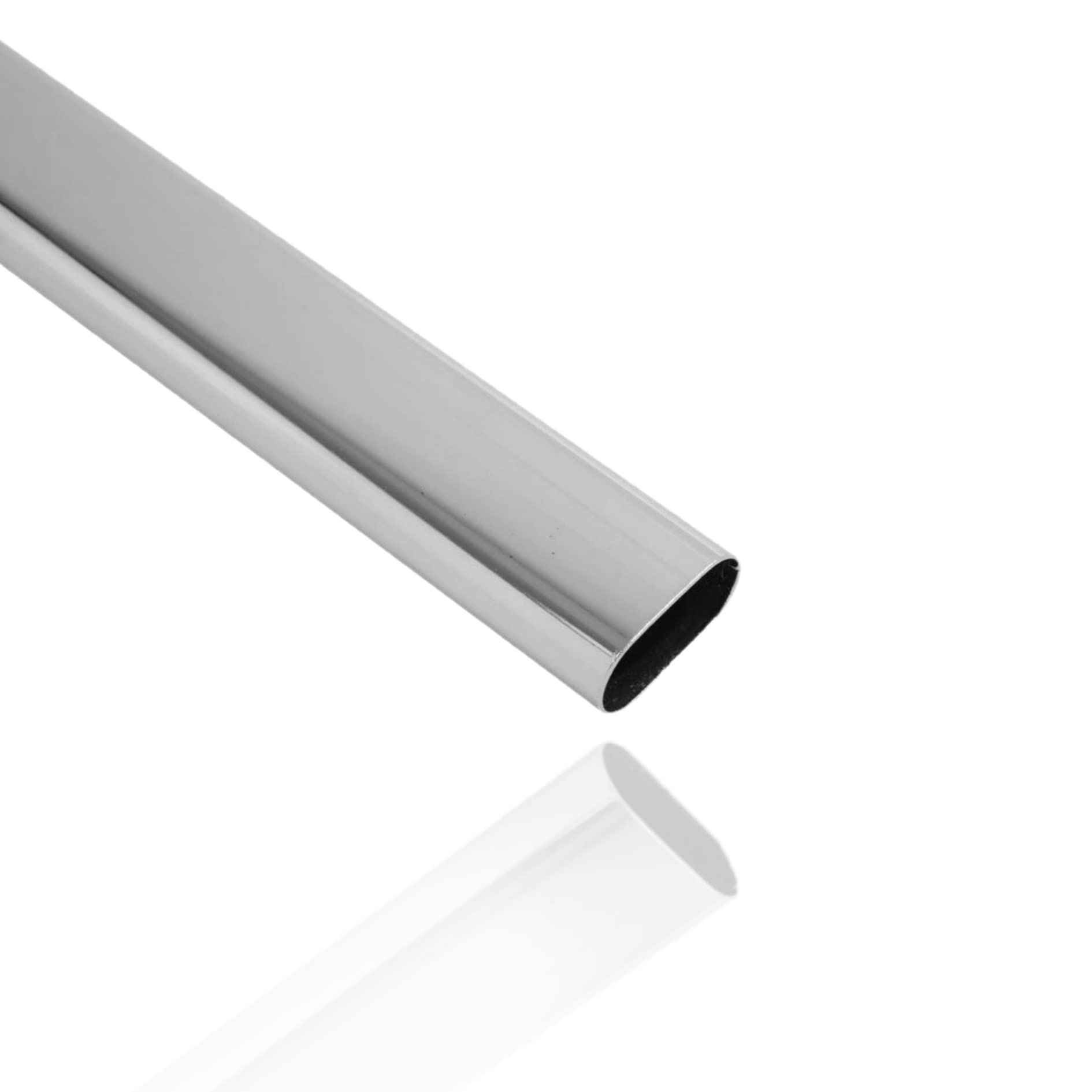 Eai Polished Chrome Tube Pole Wardrobe Rail Oval For Clothes Hanging (25 X 1829Mm)