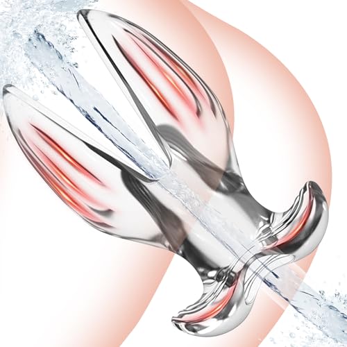 BDSMJOY V-Port Hohl Buttplug Analdehner,Analplug für Frauen Männer,Anal Tunnel Plug Anal Spekulum Butt Plug für Analdusche Einlauf zur Darmreinigung,Klistier Anal Dildo Anal Plug (Transparent, S)