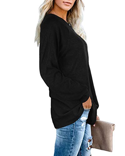 Tunic Tops for Leggings for Women Long Sleeve Shirts Work Office Winter Black L